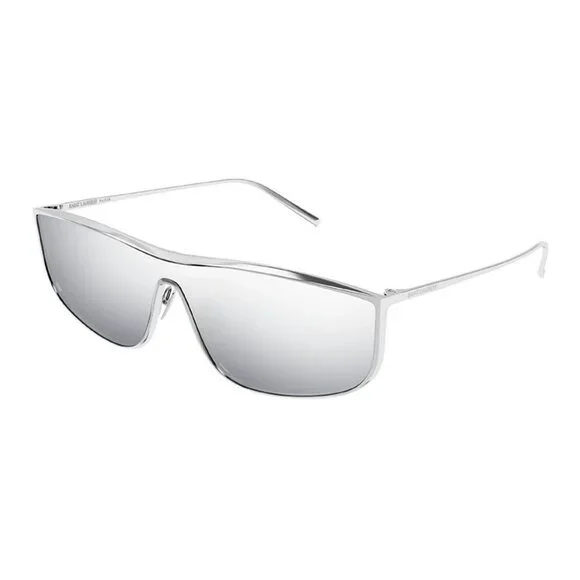 NEW SL605 LUNA 003 SAINT LAURENT SUNGLASSES SILVER UNISEX OVAL EYEWEAR